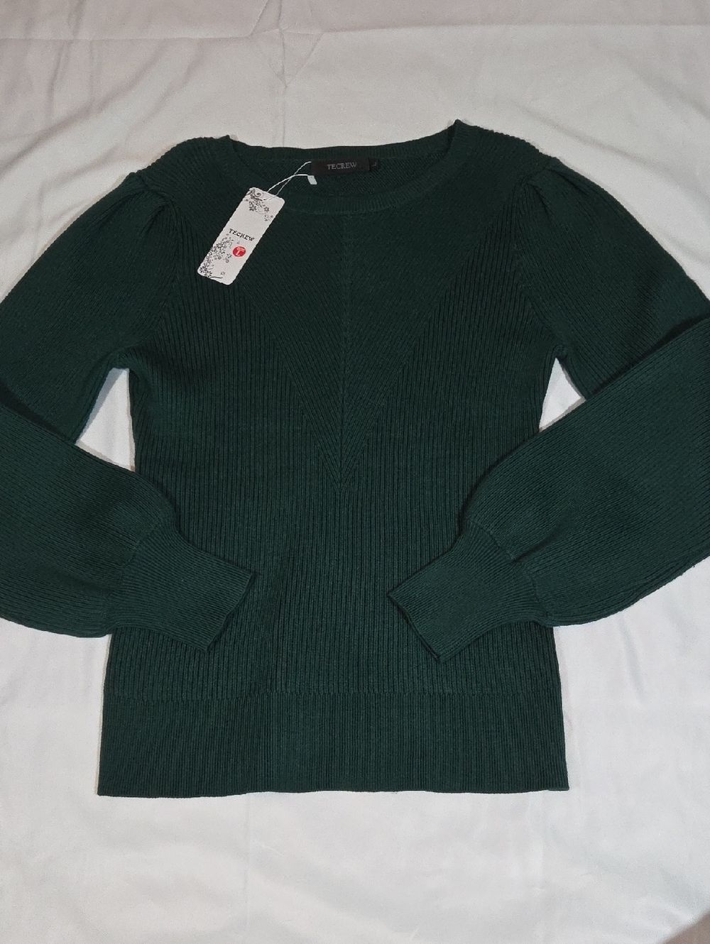 NWT Tecrew Green Ribbed Sweater Size Large Womens